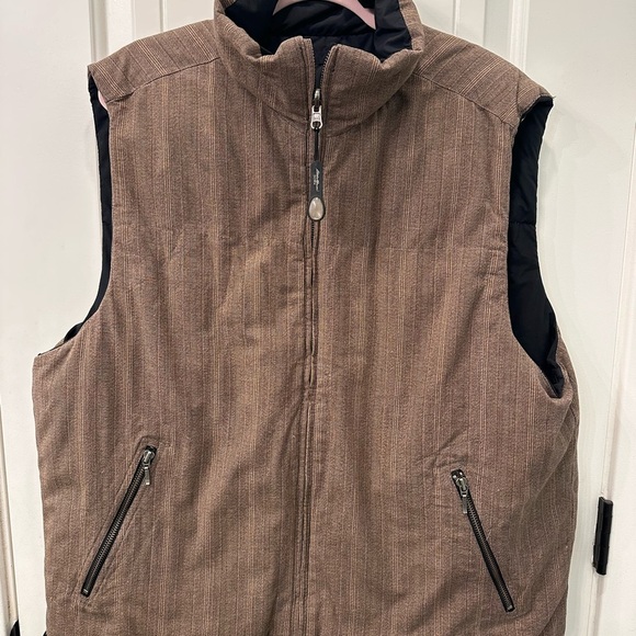 Eddie Bauer Goose Down Reversible Vest Men's Brown Sleeveless Jacket - Picture 1 of 4